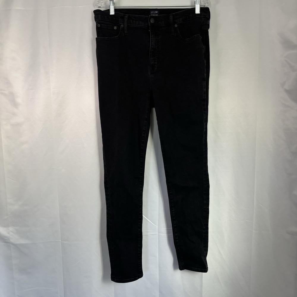 J.Crew Women's Size‎ 32T 10" High-Rise Skinny Re-Imagined Black Denim Jeans